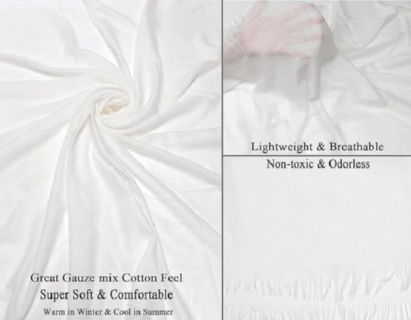 Women Summer Scarfs Lightweight Large Long Gauze Shawl Linen Beach Wrap Plain 75”×43”