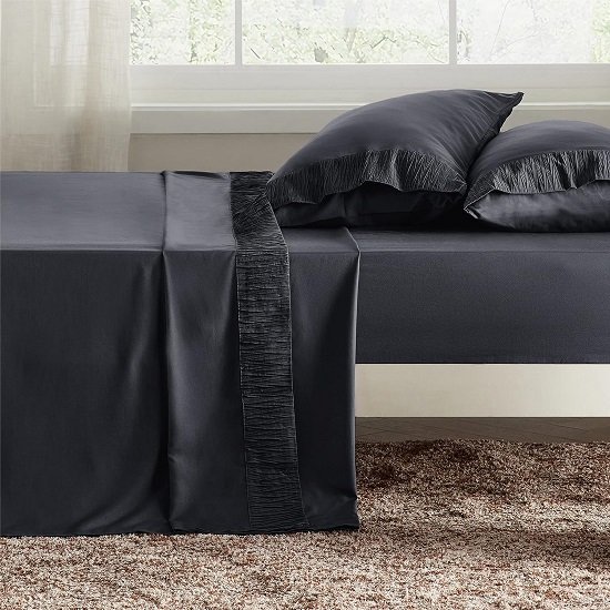 Queen Sheets Grey - Soft Sheets for Queen Size Bed, 4 Pieces Luxury Queen Sheet Set, Easy Care Polyester Microfiber Cooling Bed Sheet Set